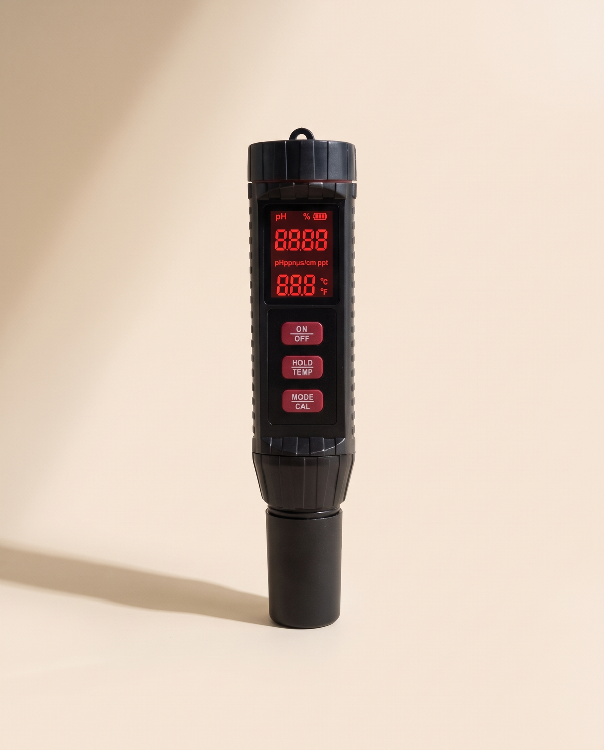7-in-1 digital water quality test pen with cap fitted