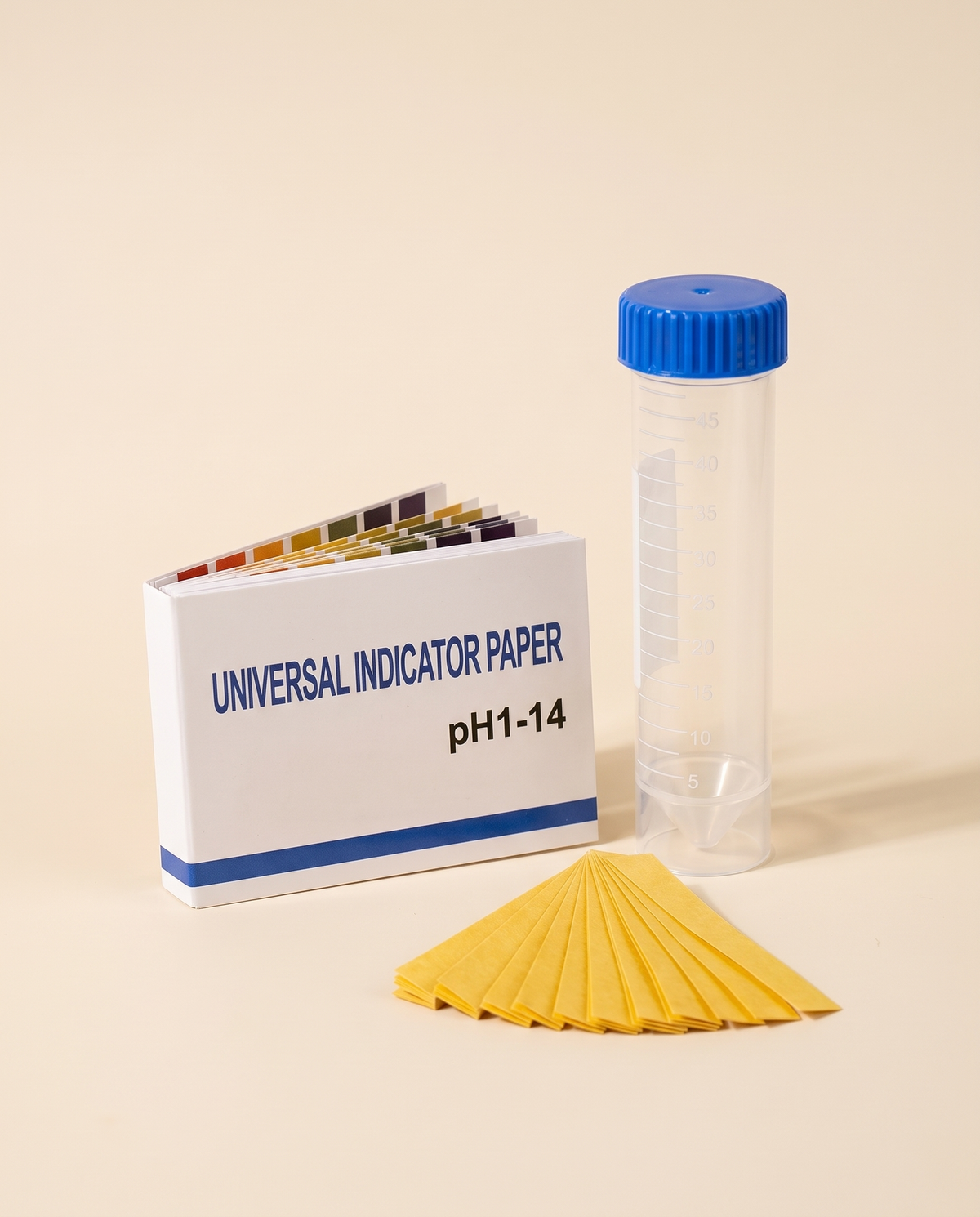 Soil pH test strip booklet with test tube and strips