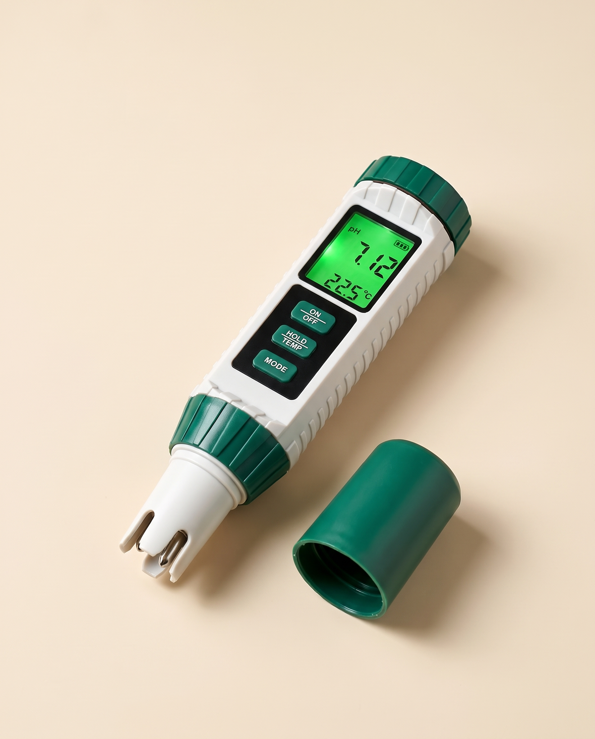10-in-1 water analyser with cap removed showing probe