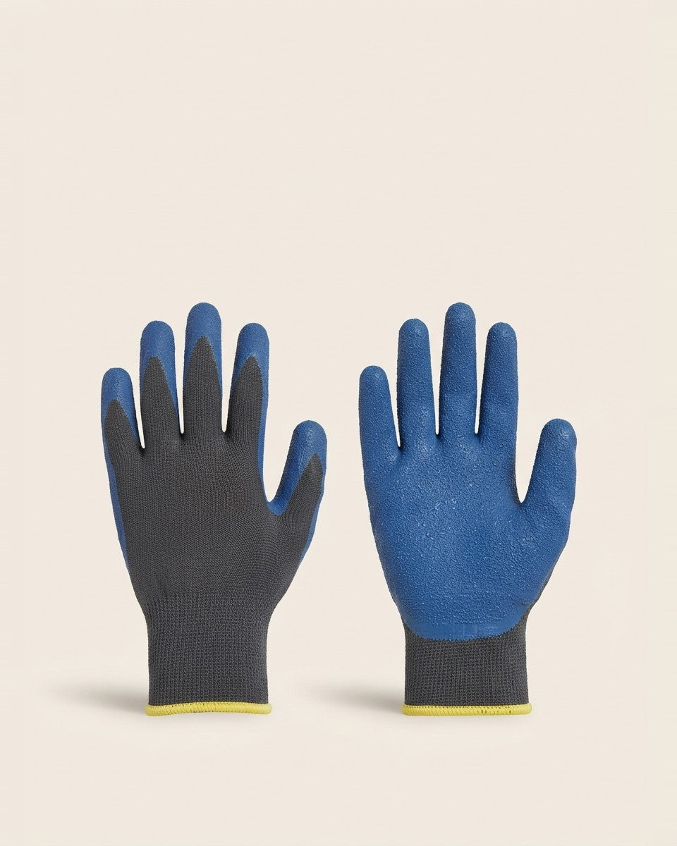 Indoor/Outdoor Latex Coated Work Gloves Blue/Gray M قفازات