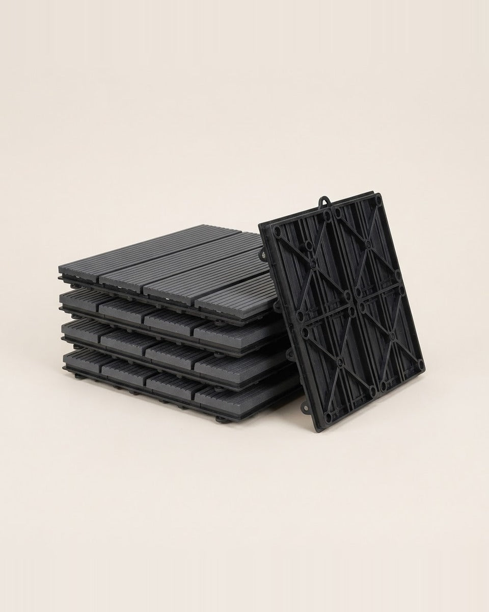 Interlocking Decking Tiles, Grey - Set of 6 بلاط أرضيات خارجية