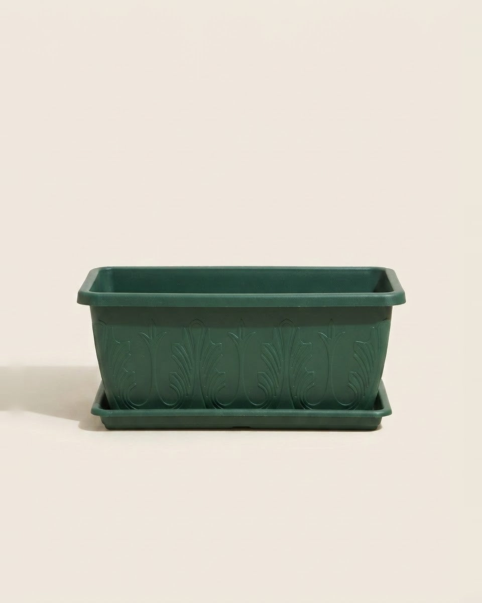 Leaf Pattern Rectangle Plastic Planter – 40CM حوض نباتات