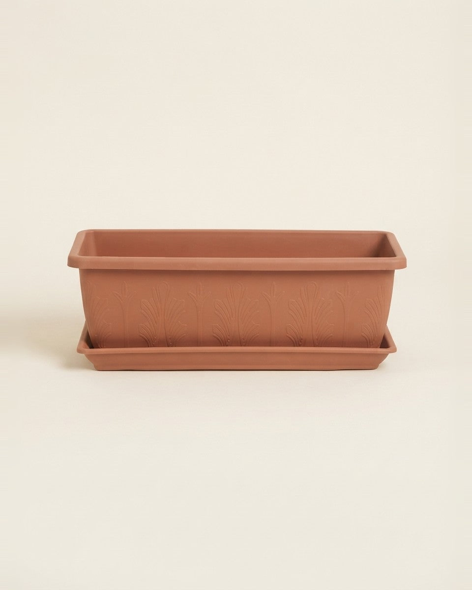 Leaf Pattern Rectangle Plastic Planter – 50CM حوض نباتات
