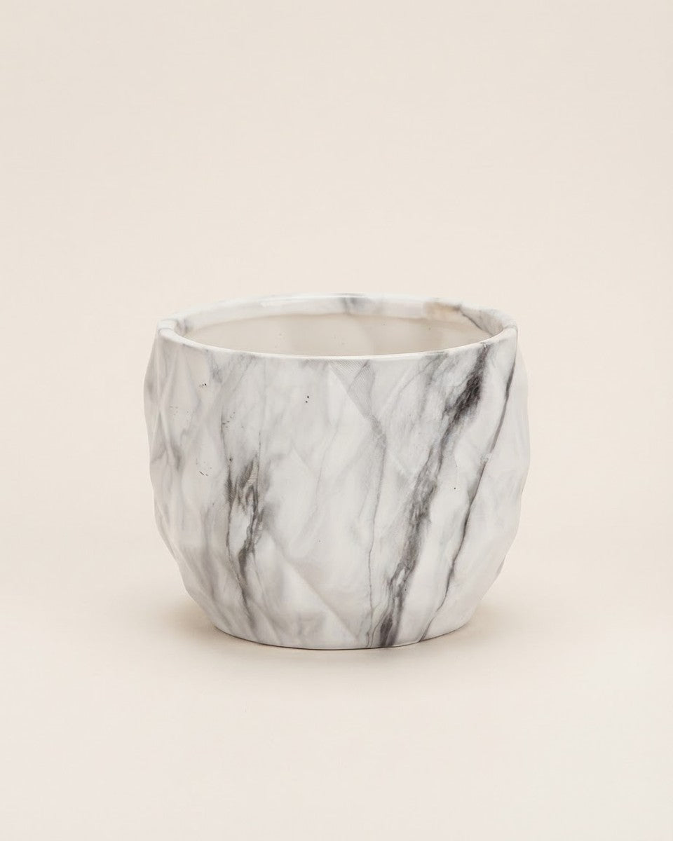 Marbled ceramic self-watering pot 8.5 cm أصيص ري ذاتي سيراميك