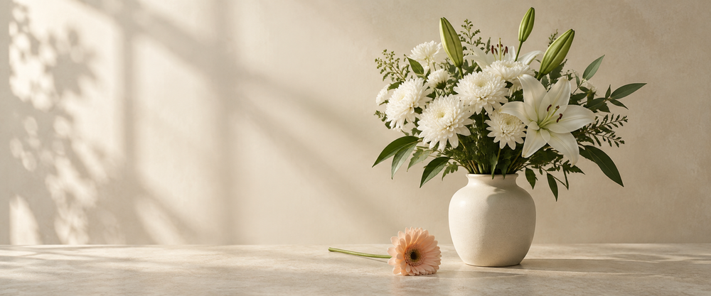 Get Well & Sympathy Flowers in a warm sunlit indoor scene