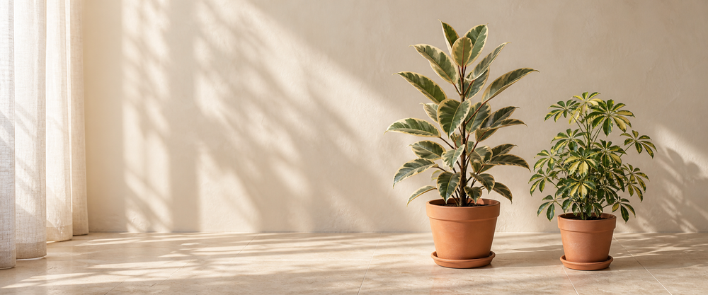 indoor trees plants in a sunlit setting