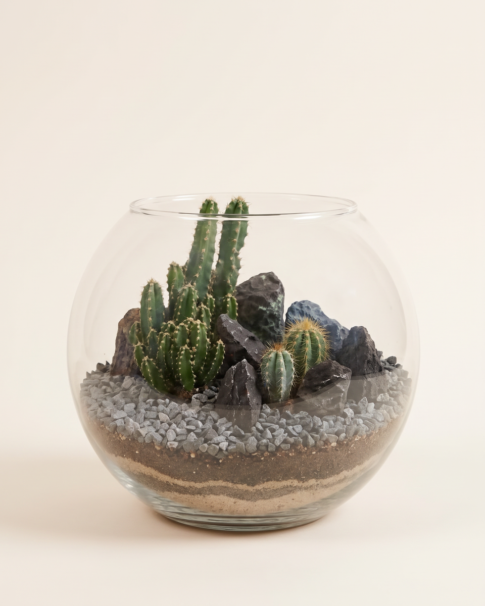 Terrarium Cactus Glass Bowl تيراريوم صبار
