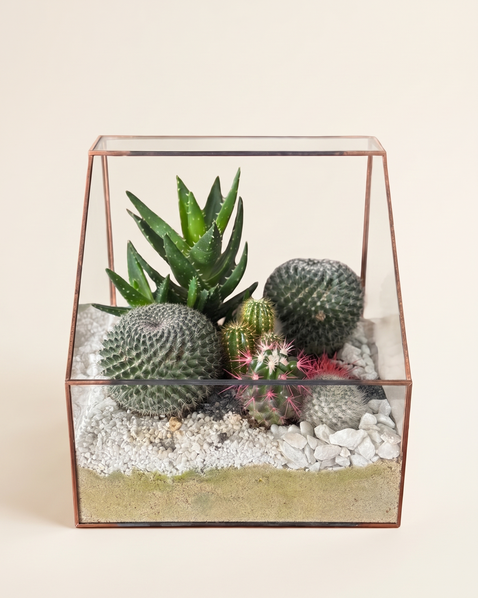 Terrarium Cactus Glass Glass Bowl تيراريوم صبار في زجاج