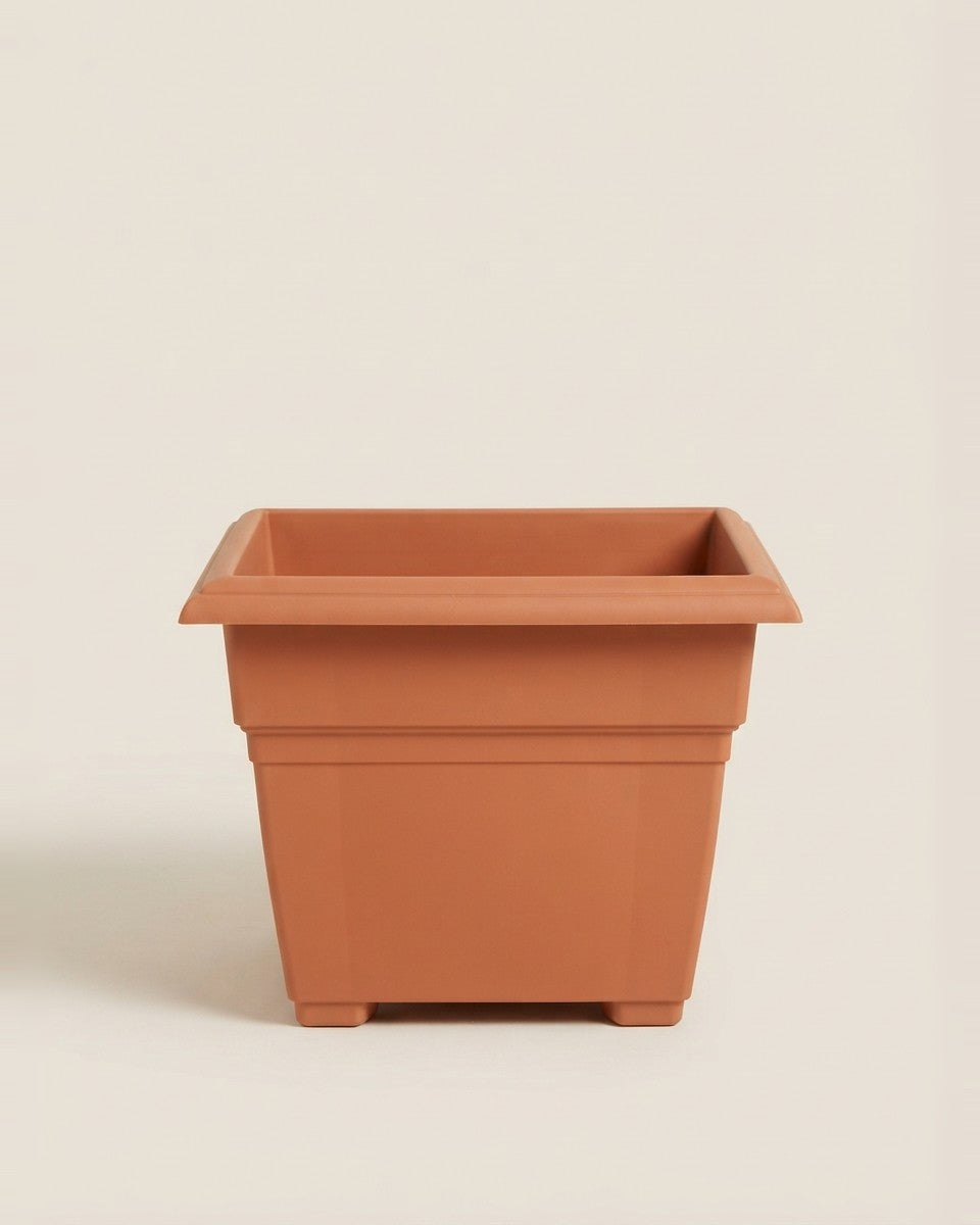 Novelty 13 In. H X 14 In. W X 14 In. D Plastic Countryside Tub Patio Planter Terracotta حوض