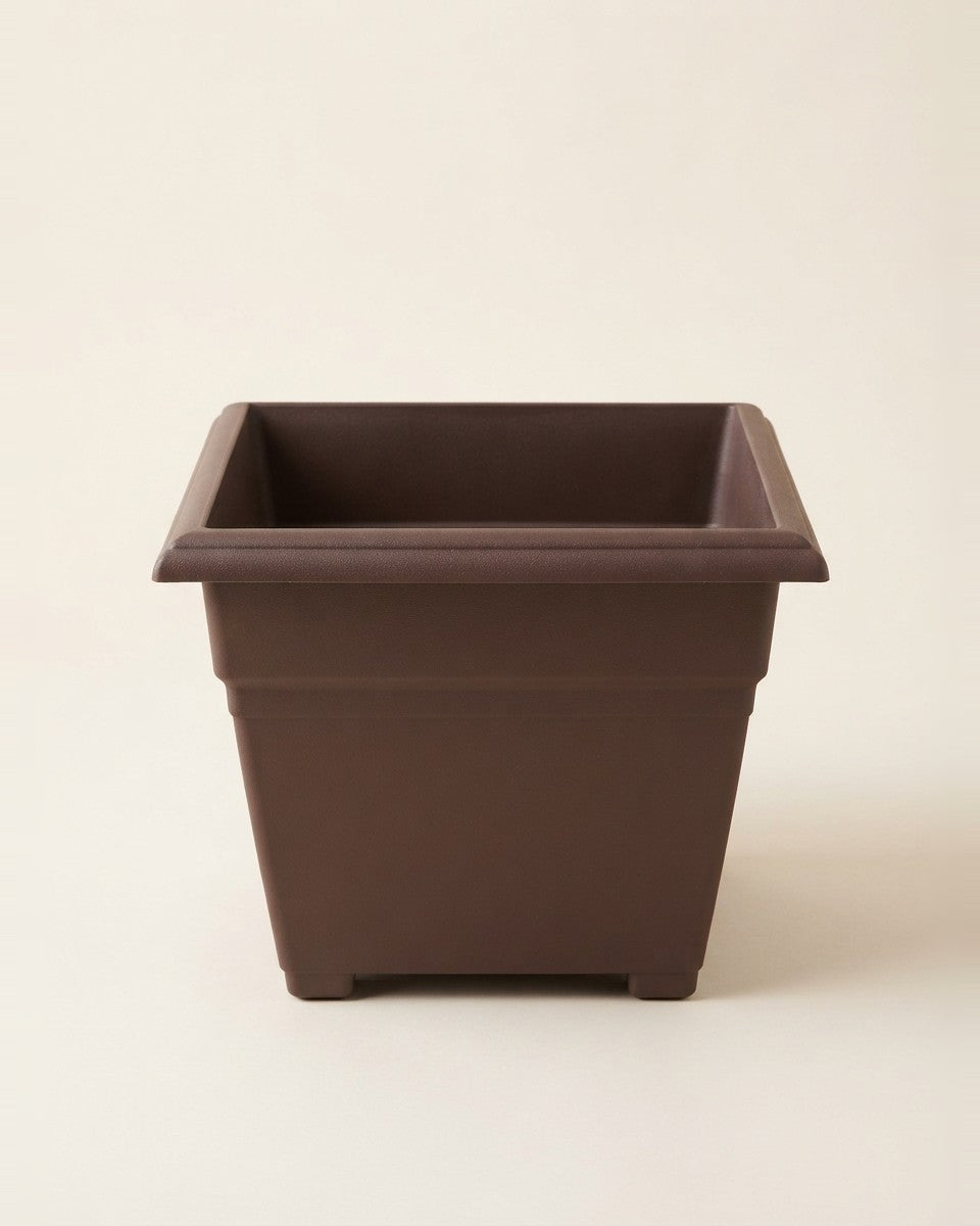 Novelty 13 In. H X 14 In. W X 14 In. D Plastic Countryside Tub Patio Planter Brown حوض نباتات