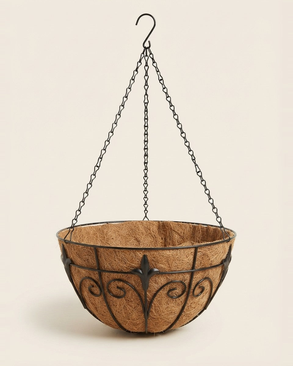 Steel Hanging Basket Black حوض نباتات