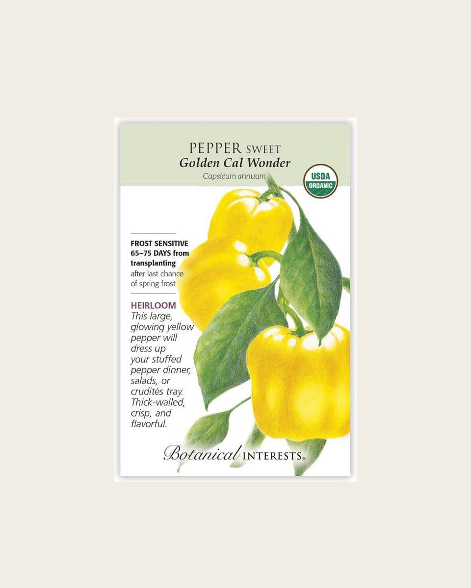 Pepper (Sweet), Golden Cal Wonder Sweet Pepper Seeds – Organic, Heirloom
