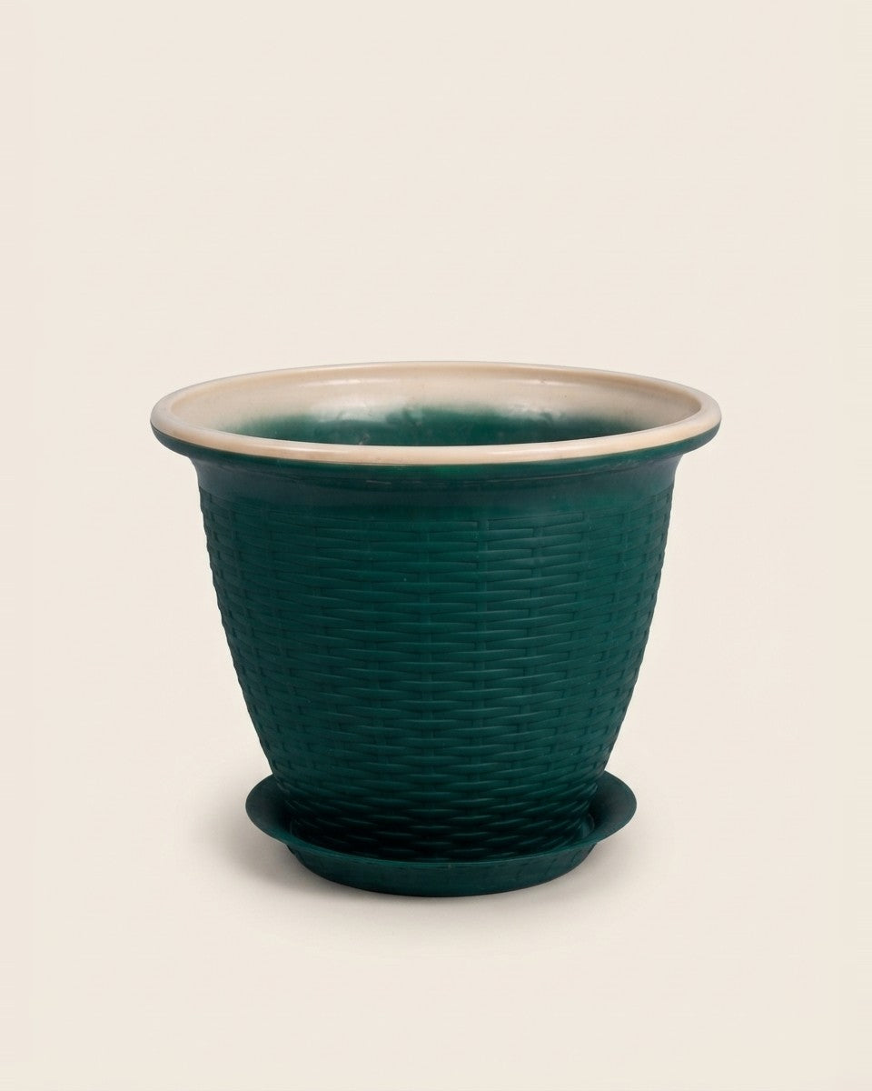 Rattan Pot 55Cm Green حوض نباتات