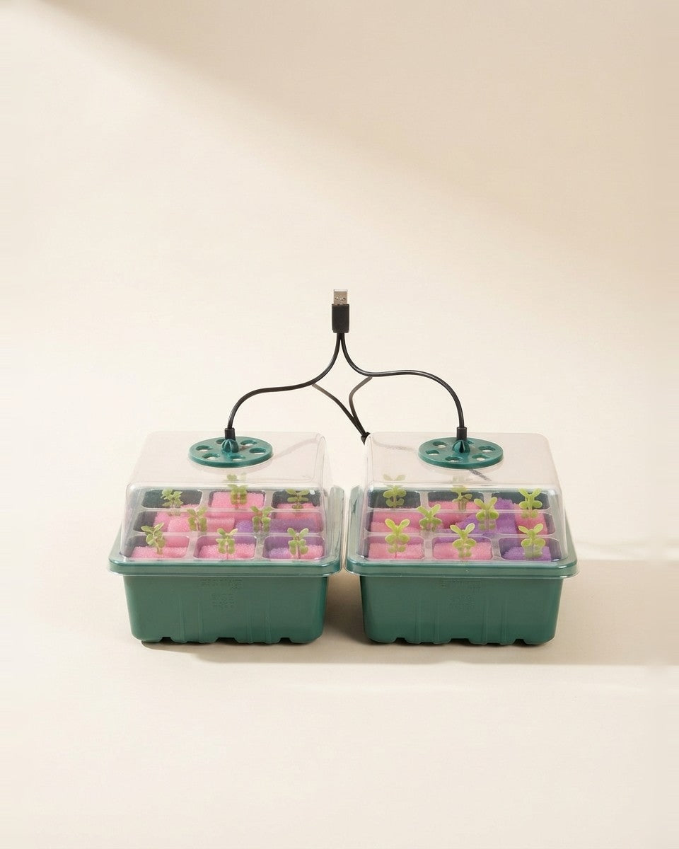 Seedling Trays 12 Cells 2 Pieces with Grow Light صواني تشتيل 12 عين مع اضاءة
