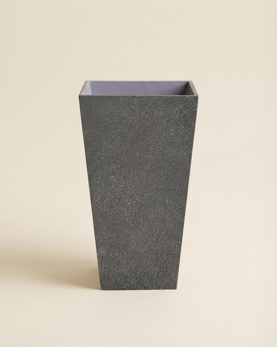 Square Sandstone Plant Pot with Plate