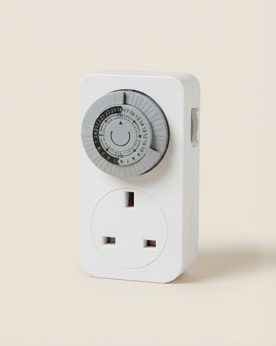 UK Mechanical Timer Socket – 24-Hour Daily Timer Switch with Plug - مقبس موقت ميكانيكي 24 ساعة – مفتاح تحكم يومي بقابس U