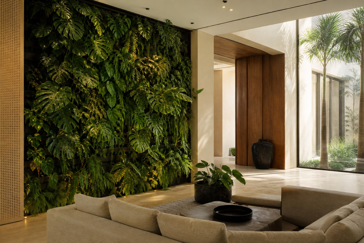 Indoor tropical living wall in a modern Kuwait home